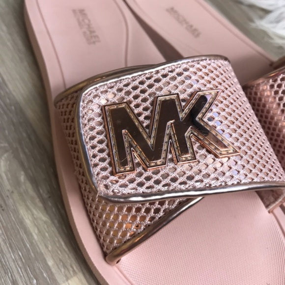 NWT Michael Kors Palmer Slide Net Mesh Rose Gold W - Picture 8 of 8